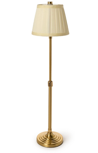 Pleated Lamp Shade Rechargeable LED Lamp with gold base and cream shade