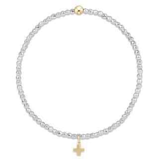 enewton Bright Silver Faceted Hematite 2mm Bead Bracelet - Signature Cross Gold Charm