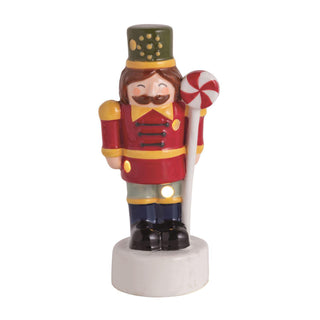 Ceramic nutcracker figurine with LED lights

Light-up Christmas nutcracker decoration

Festive ceramic nutcracker with built-in LED glow

Holiday nutcracker sitter with battery-powered lights

Decorative nutcracker figurine illuminated with LED lighting


