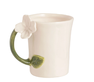 Stoneware flower handle mug with hand-painted floral detail