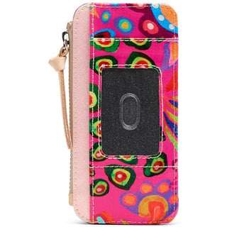 Consuela Ceci Card Organizer with colorful patterned design and card slots

Slim Consuela Ceci card wallet featuring snap closure and zippered compartment

Consuela Ceci Card Organizer front and back view with vibrant Consuela print

Compact Consuela card organizer with wristlet zipper pull and secure snap strap