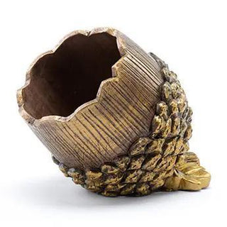 Acorn Woodland Planter made of concrete with a distressed bronze finish, featuring realistic acorn details and a natural woodland design.