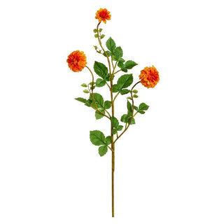 32 inch orange floral spray with realistic blooms and green leaves