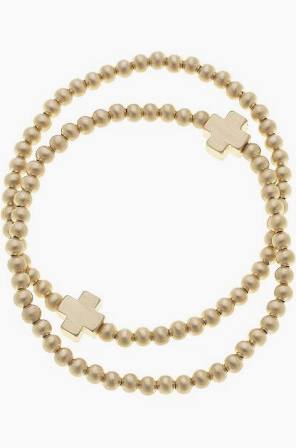 Isa Cross Ball Bead Stretch Bracelet