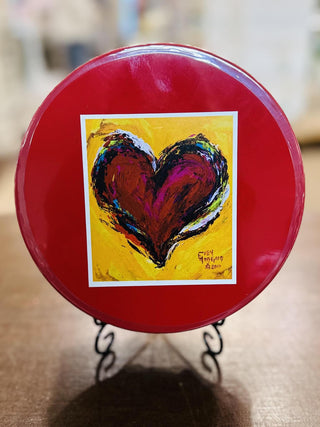 Lambracht Gourmet Southern pecan toffee gift tin with heart artwork