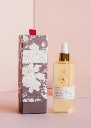 Lollia In Love Classic Petal Dry Body Oil in glass bottle with floral box packaging