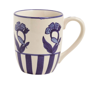 Blue flower hand-painted ceramic mug