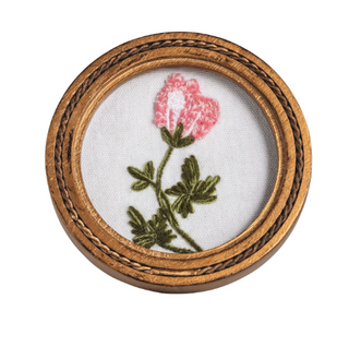 Framed floral embroidery in gold wooden frame