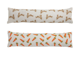 Easter embroidered long lumbar pillow with bunny design