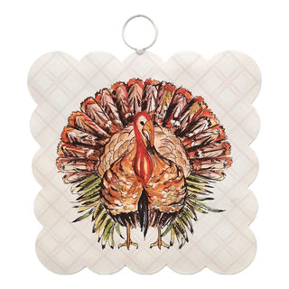 Mini Scallop Art Festive Turkey Round Top