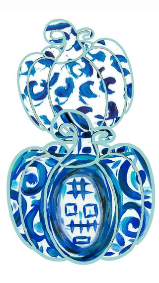 Large Chinoiserie Blue/White Pumpkin Door Hanger