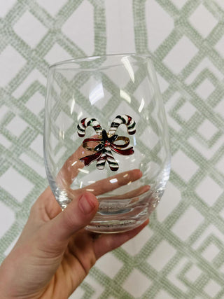 Candy Cane Wine Glass