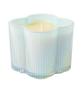 Sweet Grace #77 candle in iridescent ribbed glass jar with single wick