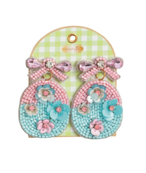 Easter beaded bunny earrings with intricate hand beadwork