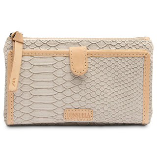 “Consuela Thunderbird Slim Wallet in embossed snake print”

“Thunderbird Consuela wallet with snake texture and leather trim”

“Consuela Thunderbird wallet with glitter interior and card slots”

“Interior of Consuela Thunderbird Slim Wallet with ID window and 12 card slots”

“Consuela Thunderbird wallet made in Mexico with snap closure”