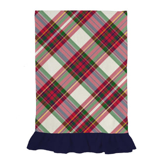 Red and green holiday plaid tea towel with navy ruffle trim

Christmas plaid kitchen towel with ruffled navy edge

Festive red and green plaid towel for holiday décor

Holiday plaid dish towel with navy ruffle detail

Classic Christmas plaid tea towel for kitchen or gifting