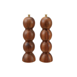 Acacia wood salt and pepper mills with natural finish, set of two