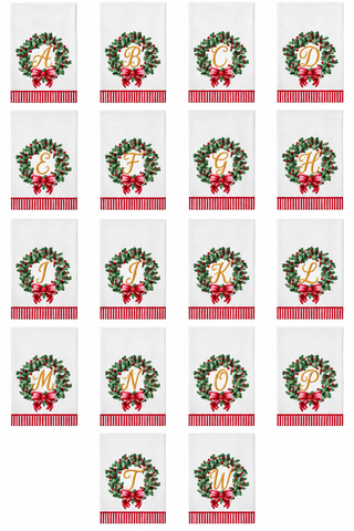 Initial Guest Napkin Kit Wreath & Ribbon