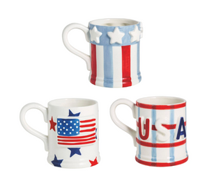 USA themed ceramic mug with embossed design