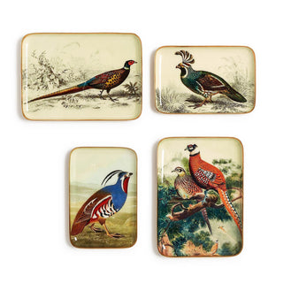 Vintage pheasant trinket dish with colorful game bird illustration