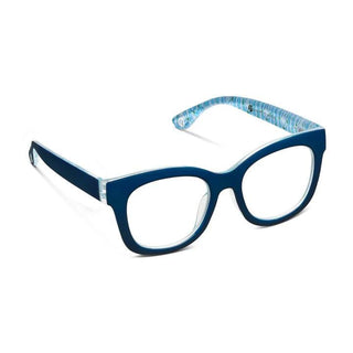 Center Stage navy chalet charm blue light readers with artistic design
