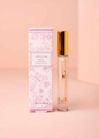 Lollia Relax lavender honey perfumed shower gel with floral pink packaging