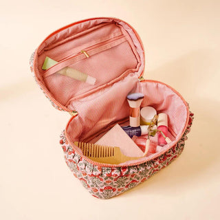 Glam & Go Quilted Cosmetic Bag in Everbloom Dusty Rose floral print