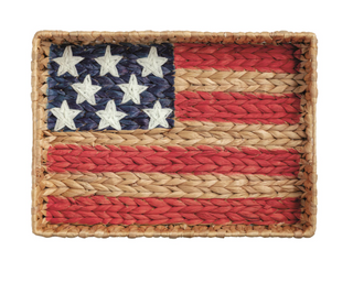 Woven American flag tray made of seagrass