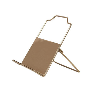 Gold metal standing foldable book holder with adjustable angled design