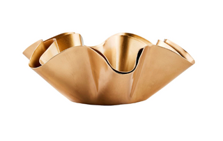 Brass ruffle bowl with shiny gold finish decorative centerpiece