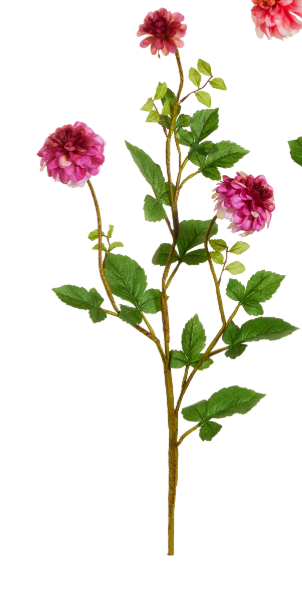 32 inch pink floral spray with realistic blooms and green foliage