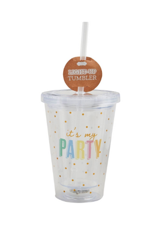It’s My Party birthday glow tumbler with LED light-up base