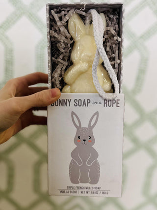 Bunny soap on a rope in gift box vanilla scent

Easter bunny shaped soap on rope triple milled

Vanilla scented bunny soap gift for Easter

Bunny soap on rope decorative bathroom soap

Triple French milled bunny soap Easter gift