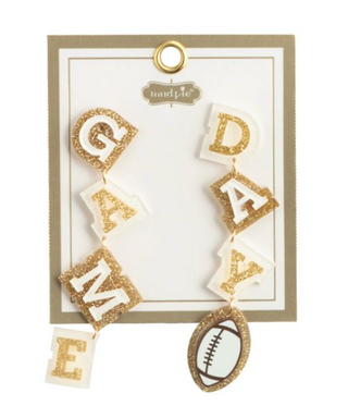 Tailgate Earrings featuring acrylic football, game day, and cheer-themed designs with hypoallergenic posts.