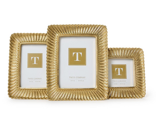 Scalloped Plume Photo Frames featuring elegant gold textured borders