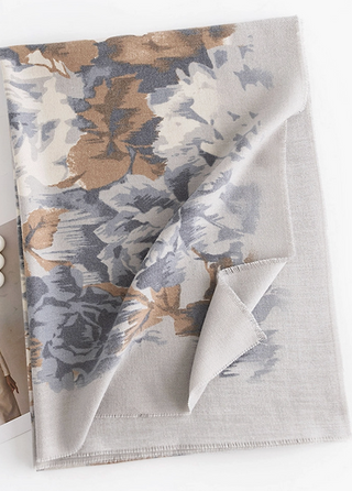 Boho rose print scarf with soft neutral tones