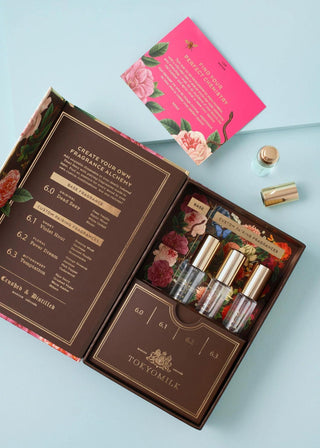 Tokyomilk Dead Sexy fragrance collection with floral skull packaging