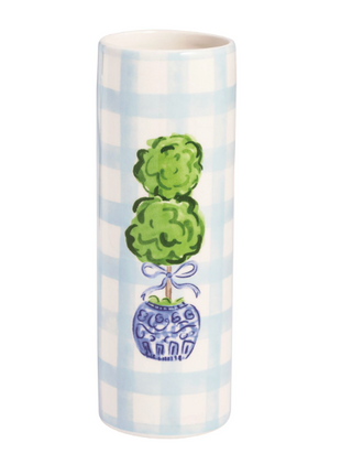 Topiary patterned ceramic flower vase for spring décor