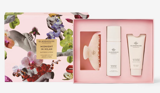 Glasshouse Midnight In Milan gift set with hair mist body lotion and claw clip