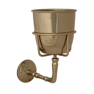 Modern gold wall planter with metal container and bracket