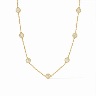 Windsor Delicate Station Necklace by Julie Vos in pave cubic zirconia

Julie Vos Windsor gold station necklace with CZ accents

24K gold plated pave cubic zirconia station necklace

Elegant gold and crystal station necklace by Julie Vos

Sparkling Windsor CZ necklace in gold plate