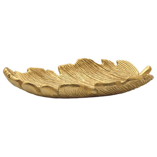 Decorative gold leaf trinket dish with textured elm leaf design for jewelry and home décor.