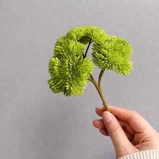 Mini Soft Touch Faux Sedum Spray Stem with realistic green pom-pom blooms and a natural-looking stem.