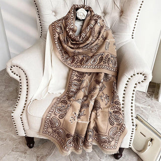 Large paisley print shawl scarf with tassel edges