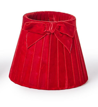 Pleated Velvet Bow Lampshade Cover in red and green for Christmas décor