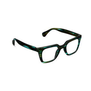 "Page Teal Horn Peepers Blue Light glasses with chunky wayfarer frame"

"Bold Page Teal Horn glasses with blue light filtering lenses"

"Unisex Page Peepers eyewear in teal horn pattern with geometric design"

"Chunky wayfarer Page Teal Horn glasses with bold patterned finish"