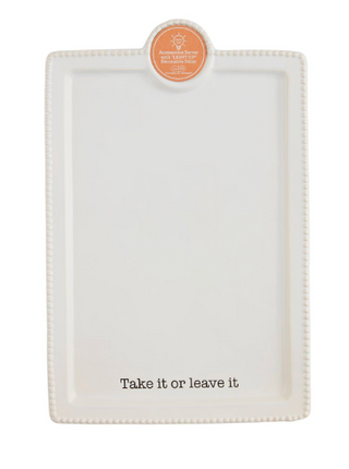 Take It Or Leave It ceramic serving platter with beaded edge