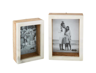 Modern marble picture frame with deep shadow box design