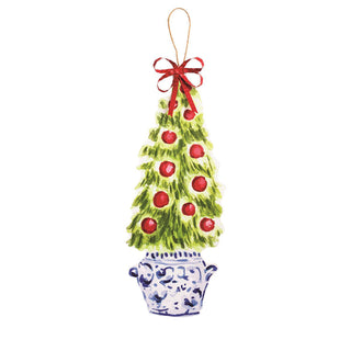 "Wooden Christmas tree door hanger with red bow and blue planter"

"Hand-painted holiday tree door décor with jute hanger"

"Festive wooden tree wall or door hanging with tin bow"