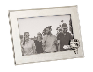 Aluminum golf picture frame with layered metal icon